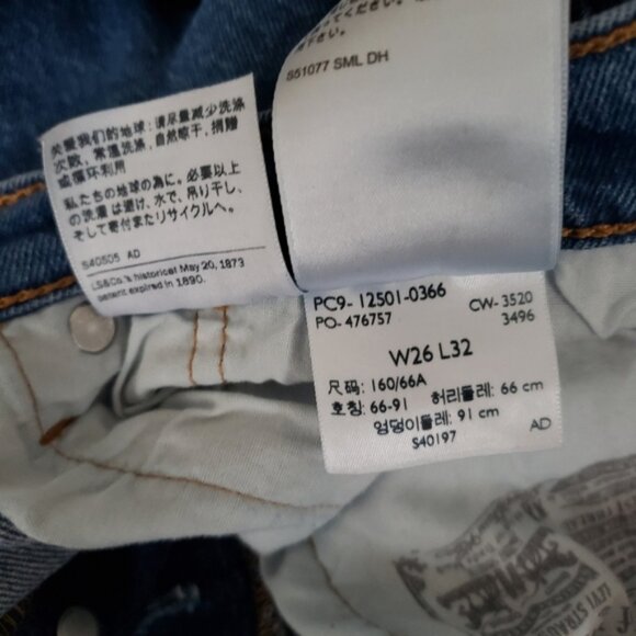 Levis 501 Jeans High Rise Straight Medium Wash Full Length 26 - Picture 9 of 16